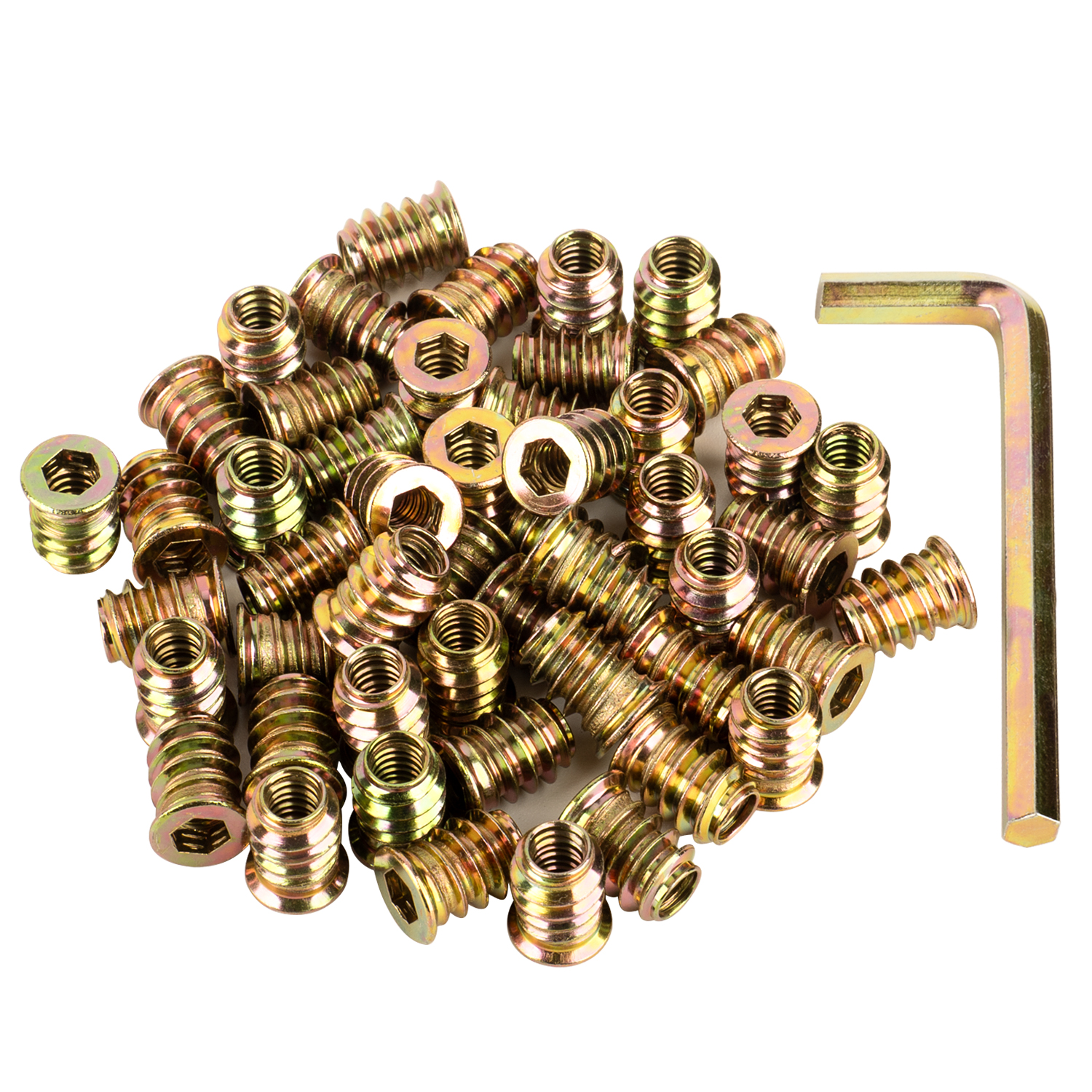 SELIKOUR 50 Pieces 1/4"-20 x 15mm Threaded Inserts, Wood Threaded Inserts, Wood Inserts, Screw in Nuts for Wood Furniture Screws